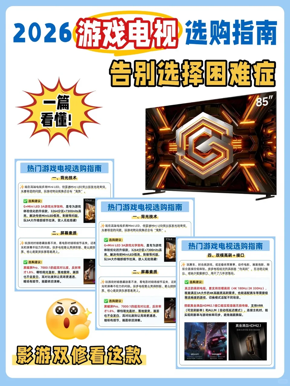 爆肝研究！影游双修电视选购指南!